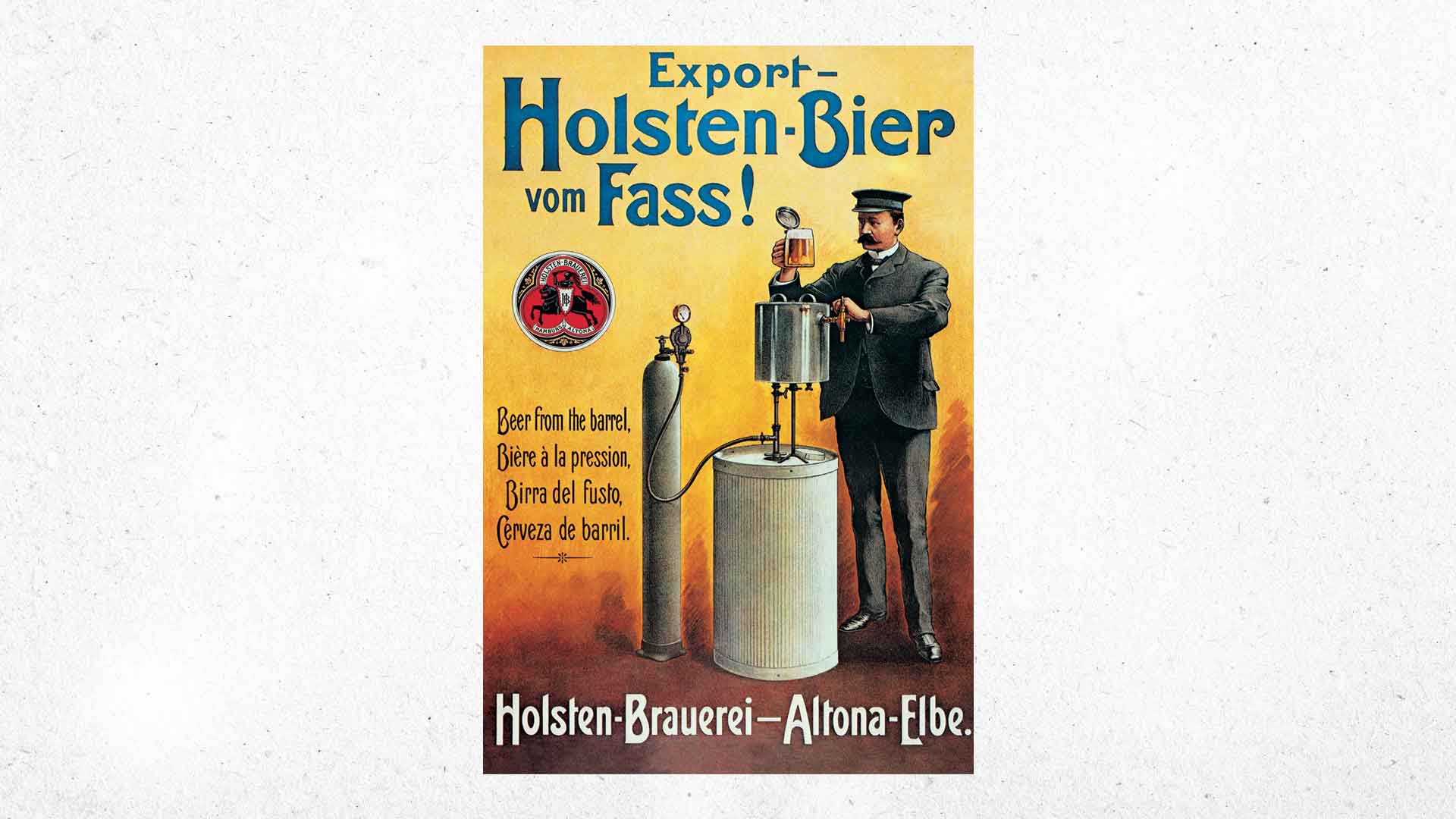 Ein Nostalgie Werbeplakat für Holsten Export aus Hamburg Altona